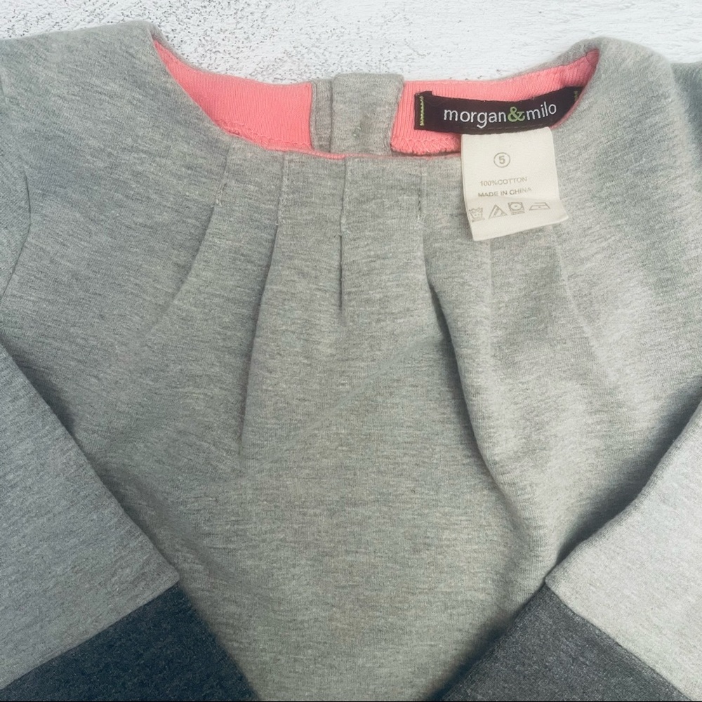 Morgan & Milo Girls 100% Cotton Gray Stripe Dress Size 5 - Picture 4 of 8